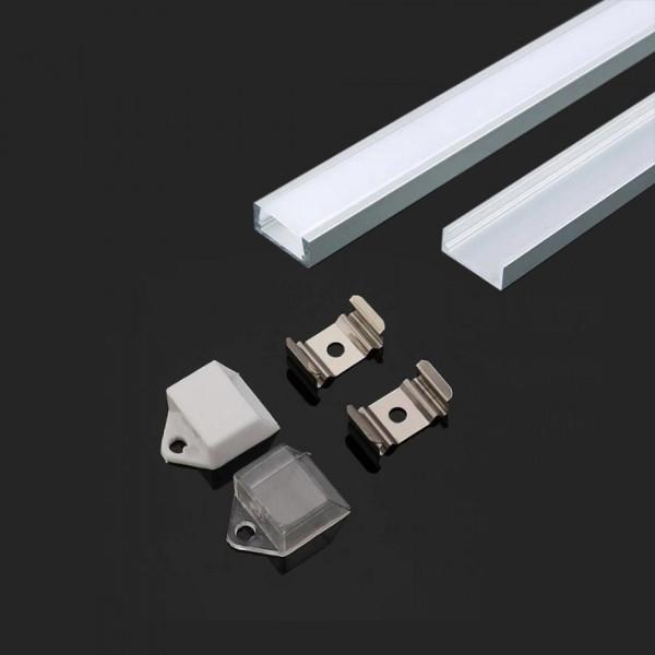 PROFILO ALLUMINIO PER STRISCE LED ANGOLO APERTO DA 2MT OPACO CARTONGESSO